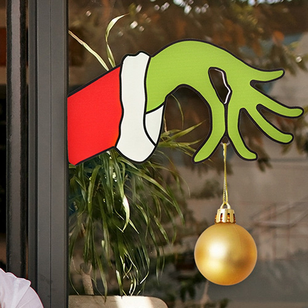 Christmas Grinch Hand Door Ornaments Christmas Door Sticker Hanging Sign Xmas Wall Decor