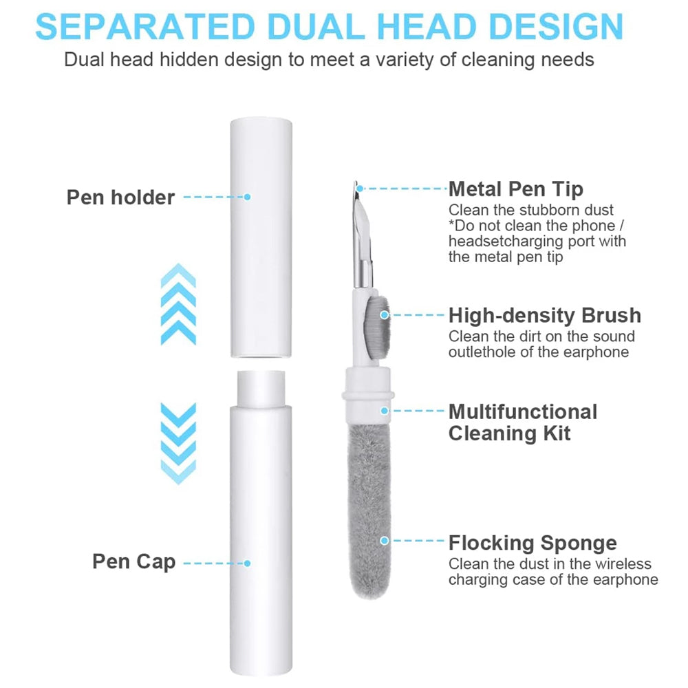 2Pcs 3 in 1 Bluetooth Earbuds Cleaning Pen Multifunction Cleaner Kit with Soft Brush