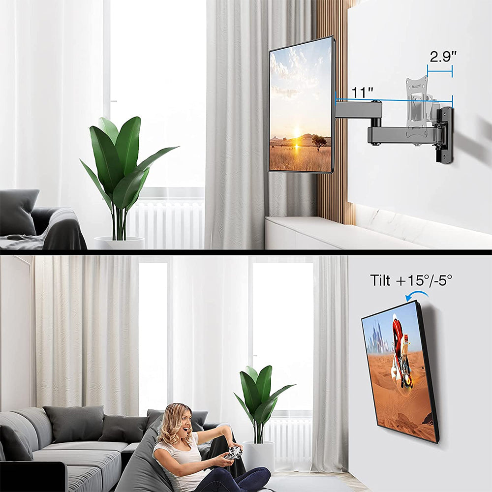 Full Motion 14-27 Inches TV Wall Mount Bracket Swivel Tilt