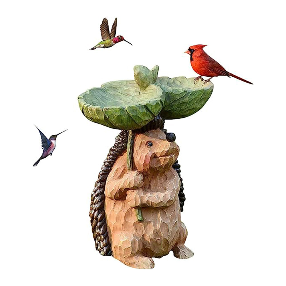 Resin Garden Animal Figurine Bird Feeder-Hedgehog