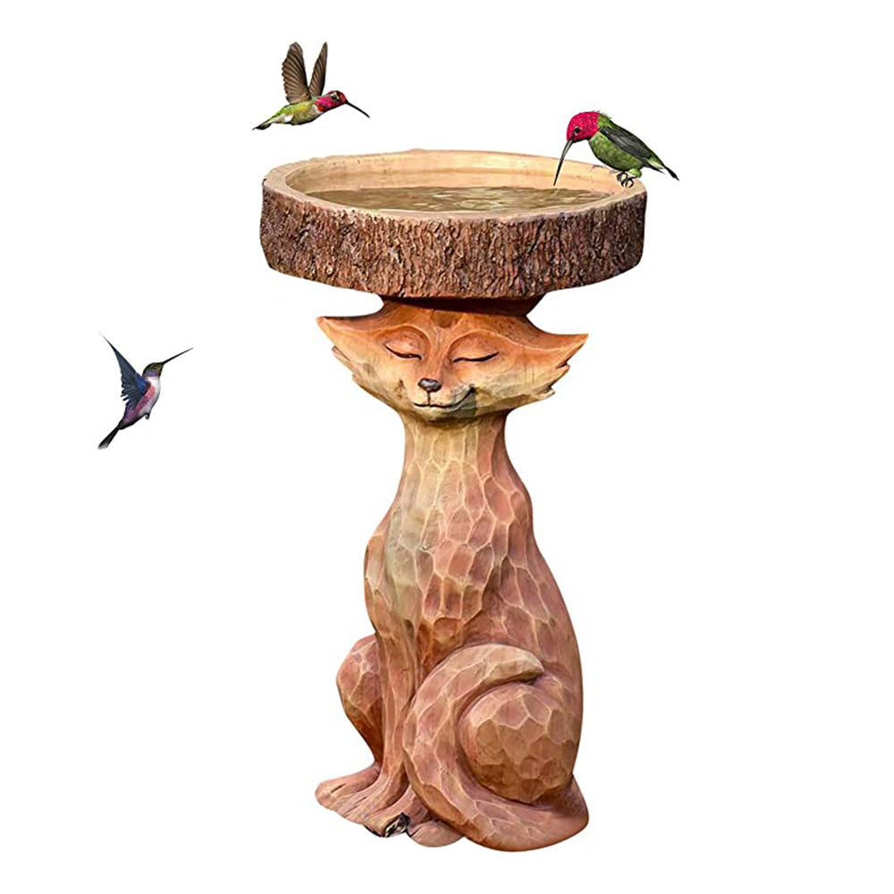 Resin Garden Animal Figurine Bird Feeder-Fox