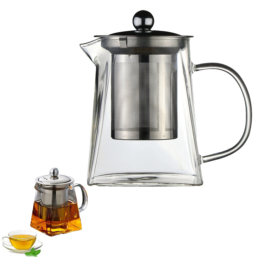 Heat Resistant Glass Teapot with Stainless Steel Liner Infuser Teapot
