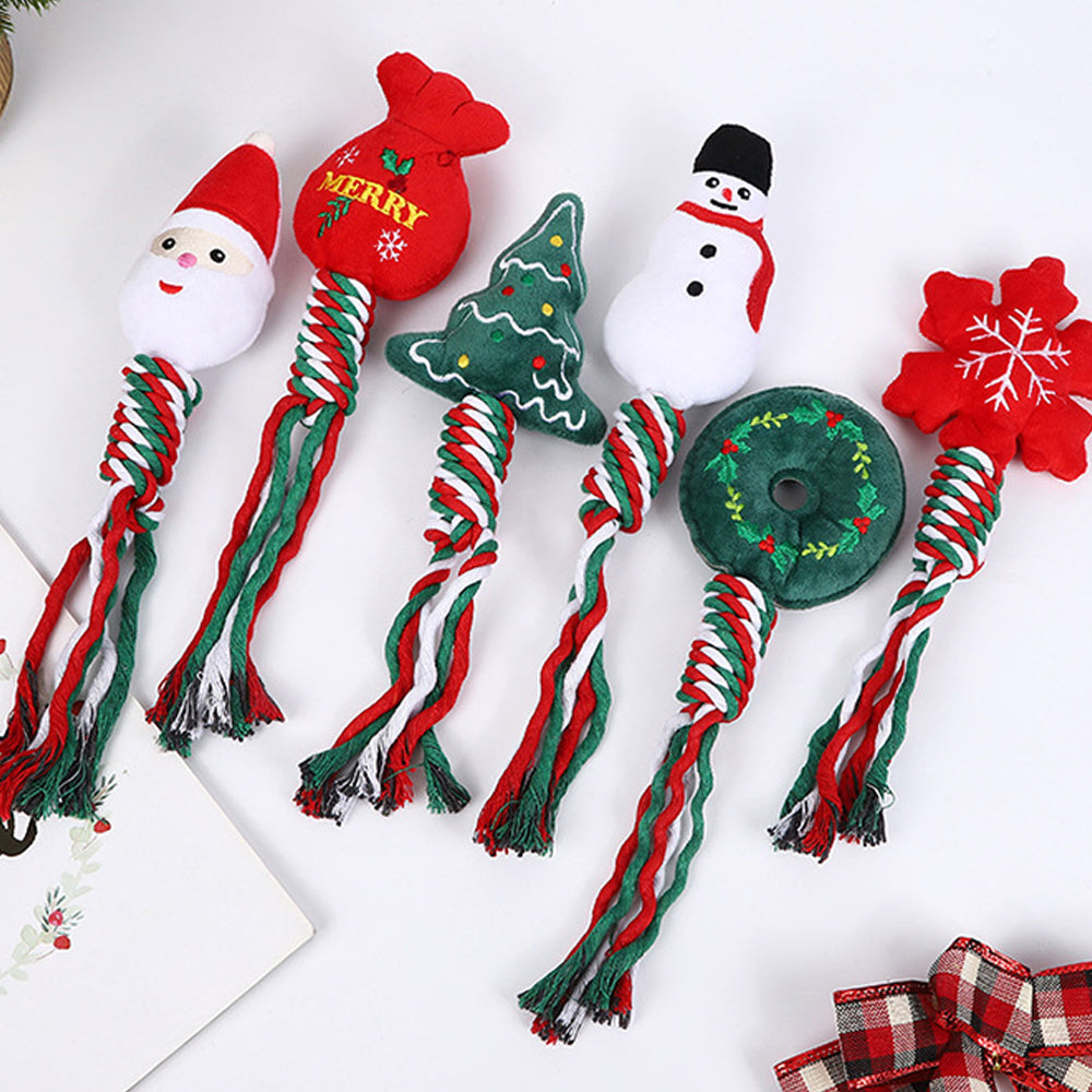 Christmas Pet Dog Chew Toys Braided Rope Pet Toys