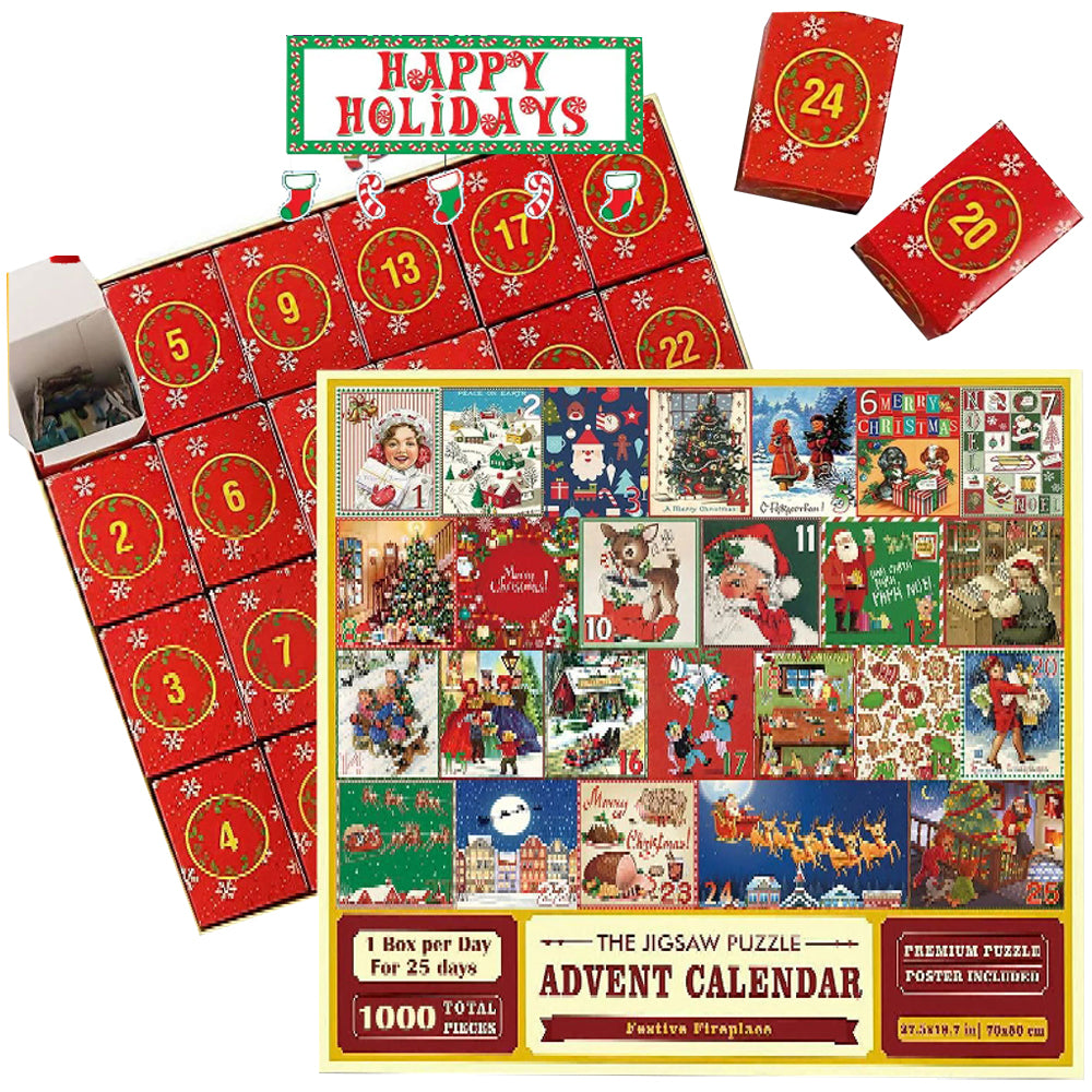 1000Pcs Christmas Advent Calendar Jigsaw Puzzles Gift