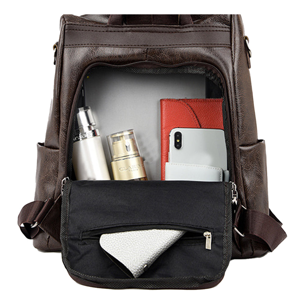 Women PU Leather Anti-theft Travel Backpack