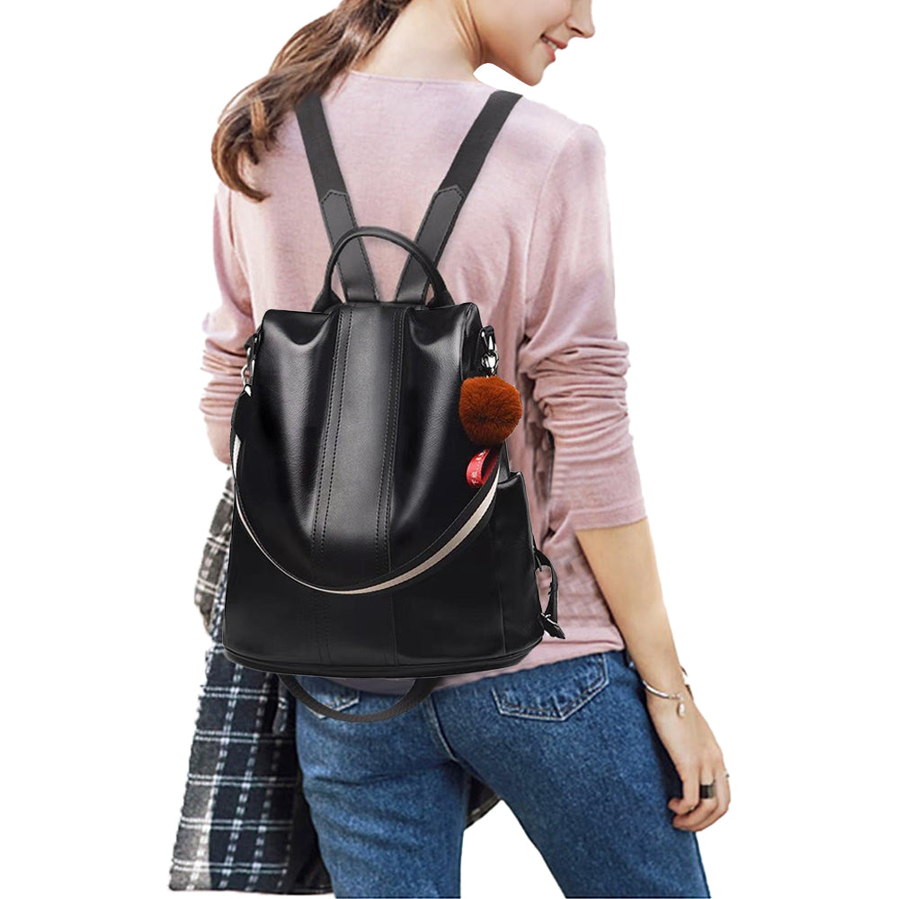 Women PU Leather Anti-theft Travel Backpack