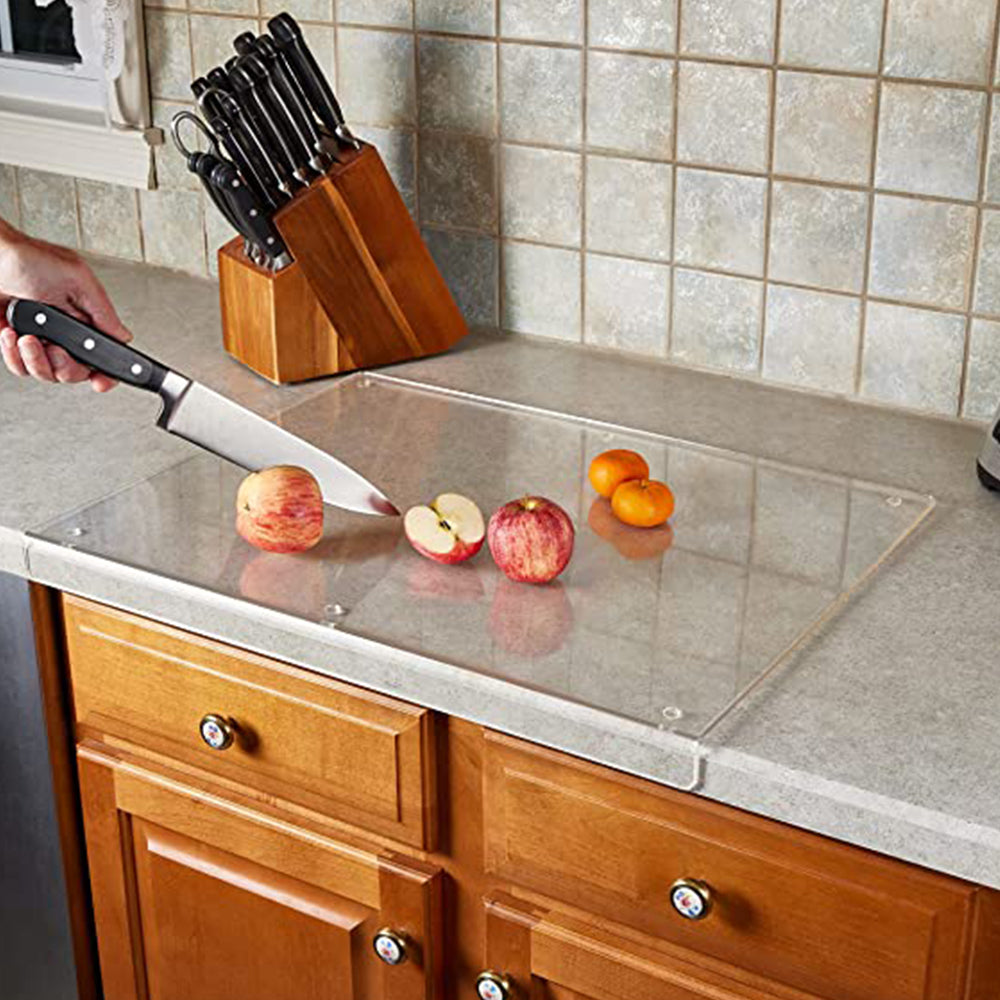 Clear Acrylic Anti-Slip Cutting Board with Edge for Kitchen Counter
