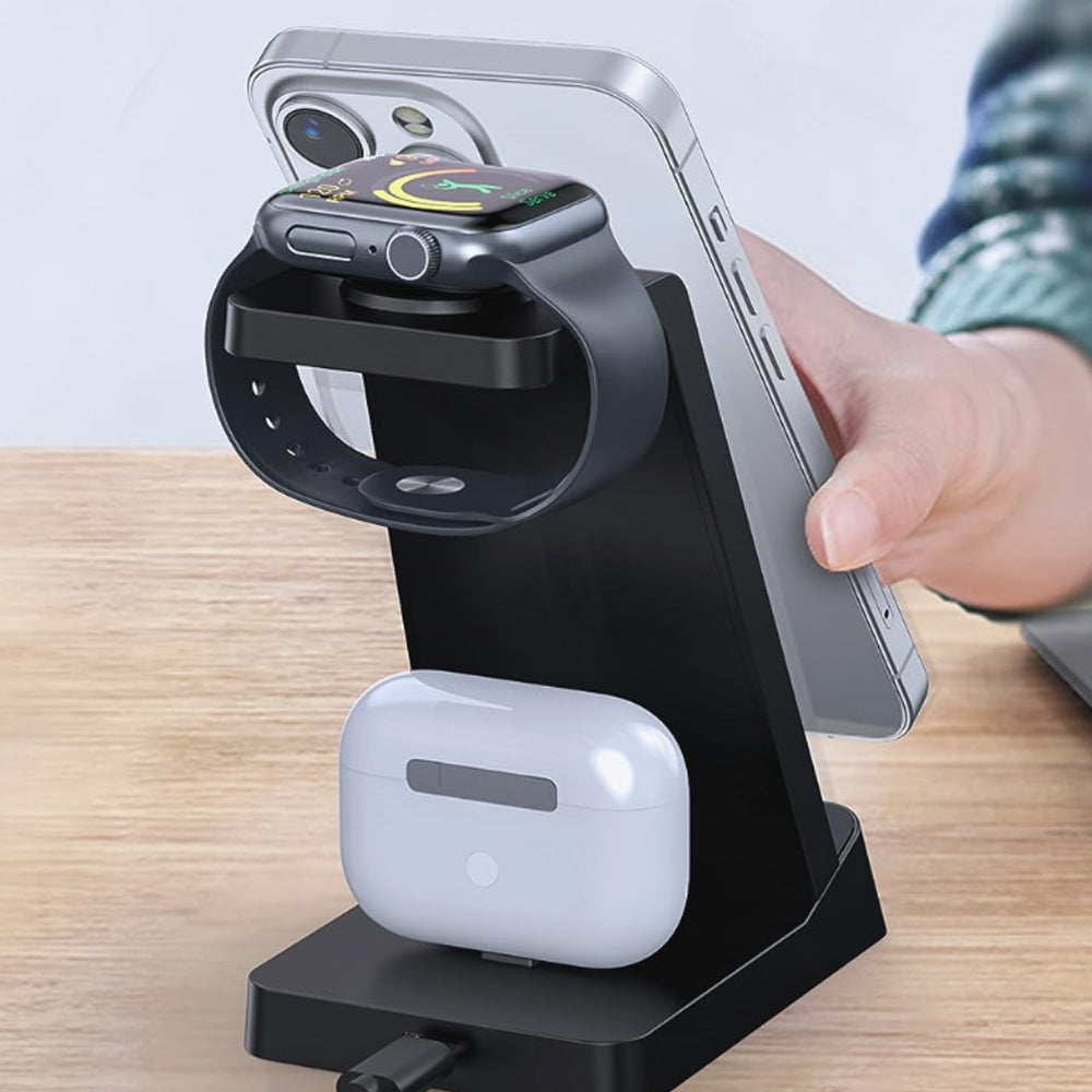 3 in 1 15W USB Wireless Qi Fast Charging Station for Phone/Apple Watch/AirPods