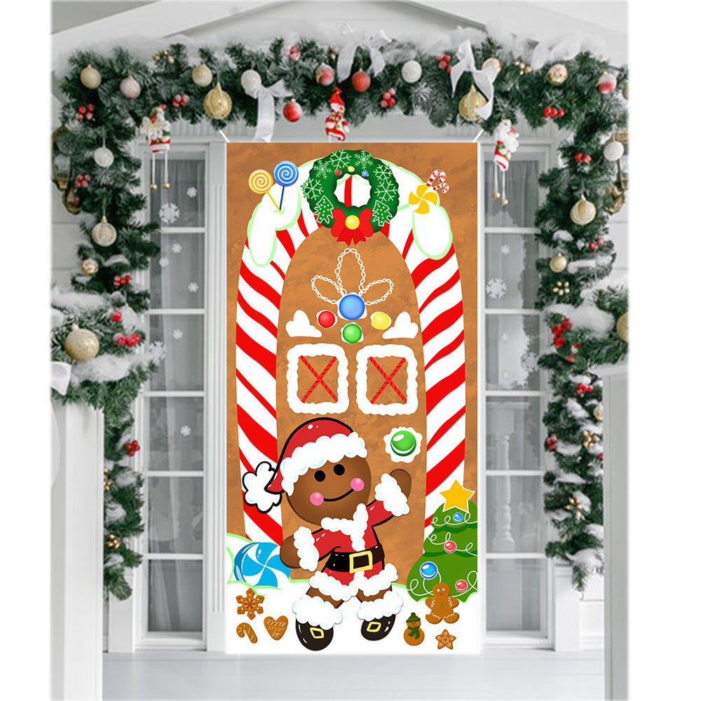 Christmas Santa Door Covers Xmas Wall Decor-Gingerbread Man