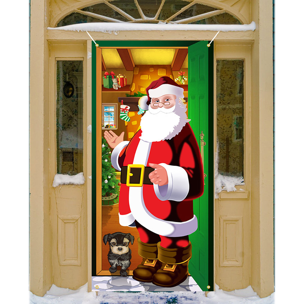 Christmas Santa Door Covers Xmas Wall Decor-Santa Claus