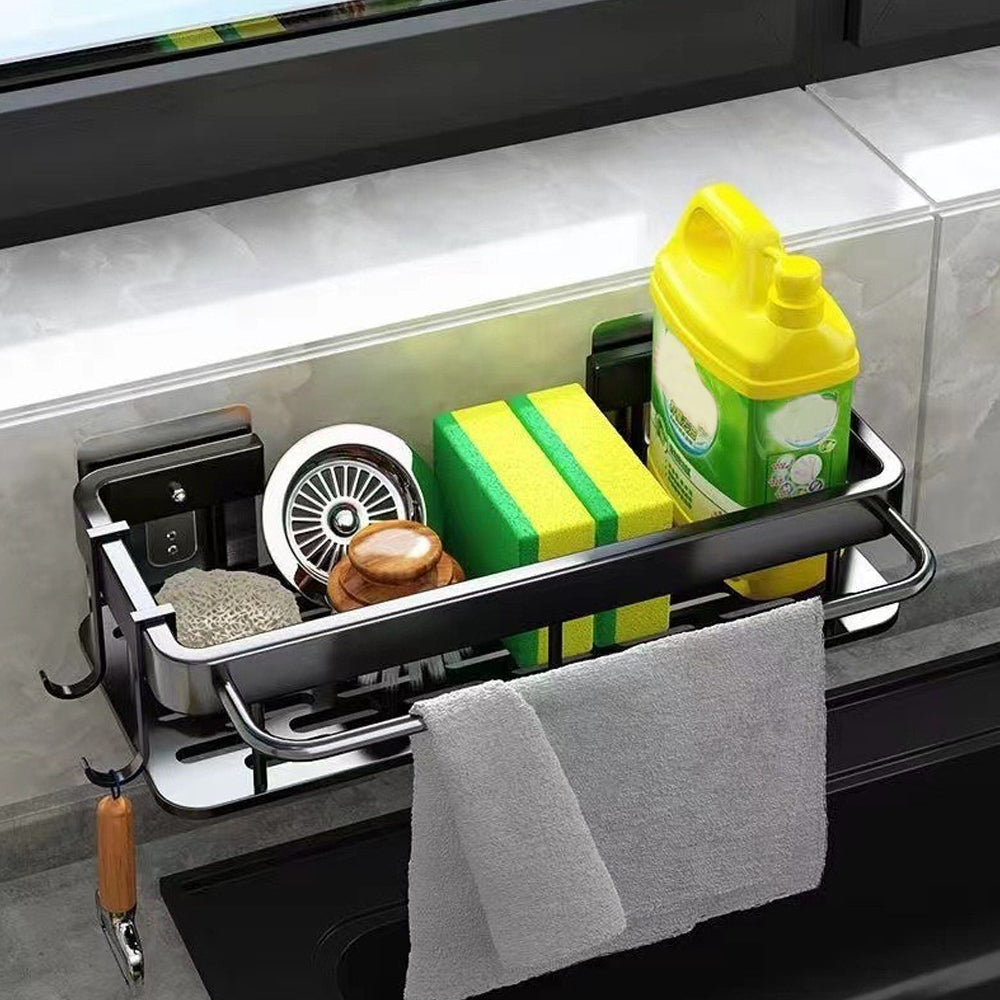 Wall Mounted Sink Drain Rack Bathroom Washing Rack Utensil Storage Rack