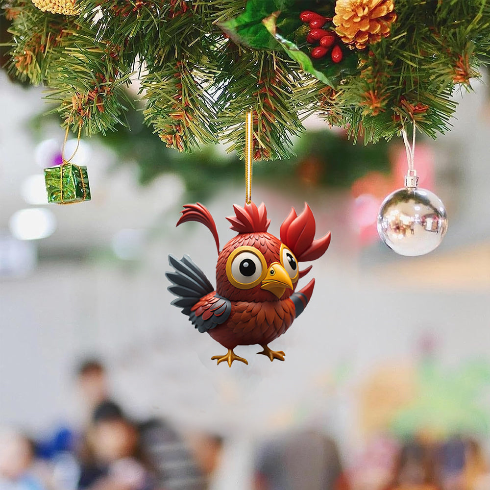 6Pcs Acrylic Chicken Pendant Car Hanging Christmas Decoration-Style 1