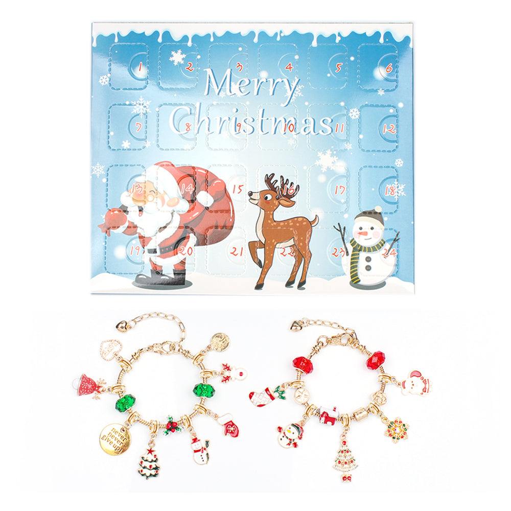 24 Days Christmas Advent Calendar DIY Bracelet Jewelry Making Kit-Gold