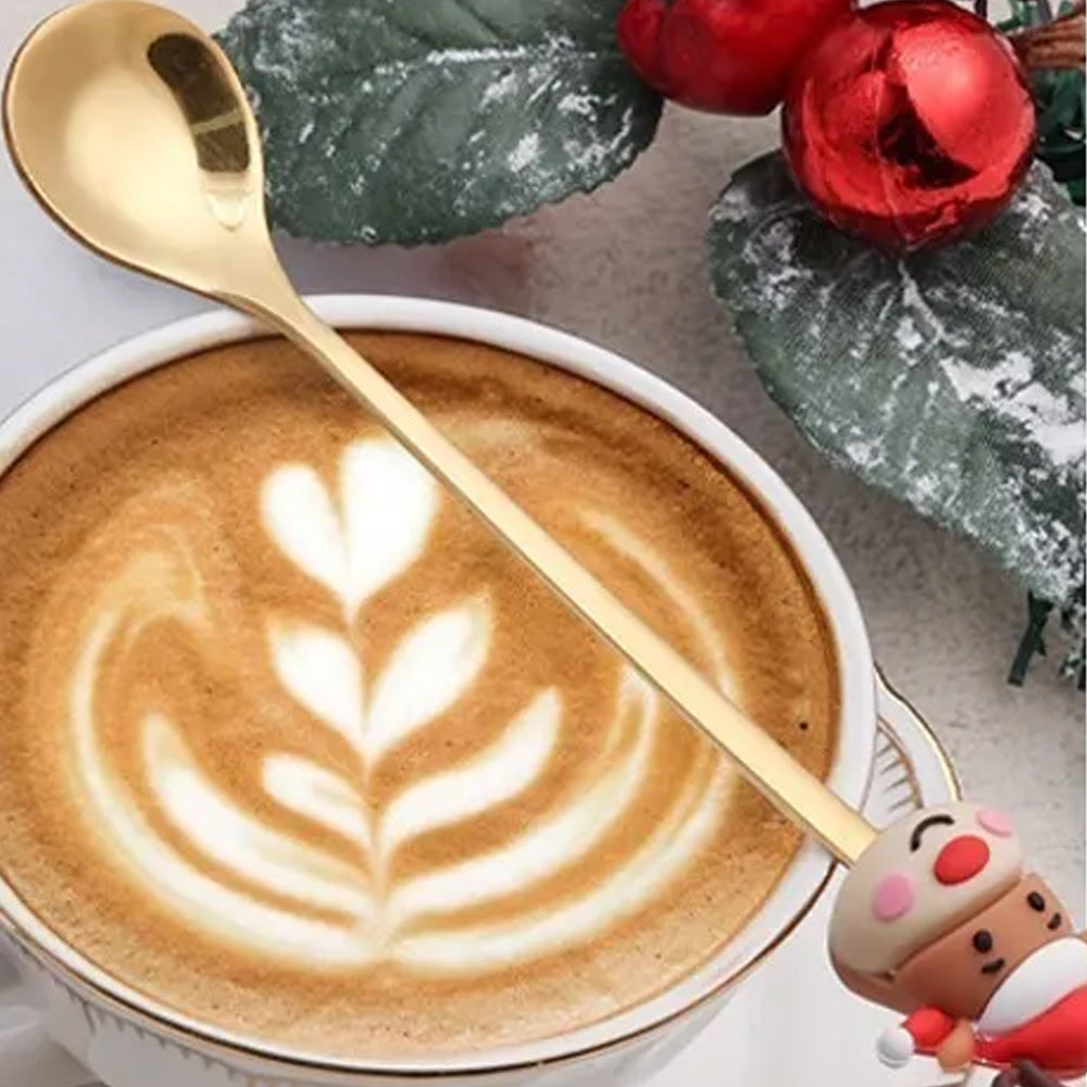 6Pcs Christmas Cake Dessert Coffee Stainless Steel Spoon Fruit Fork