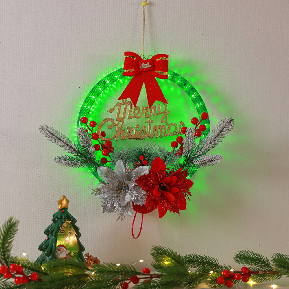 Christmas Wreath Light Dual Power Mode Hanging Christmas Garland Lights Xmas Decor