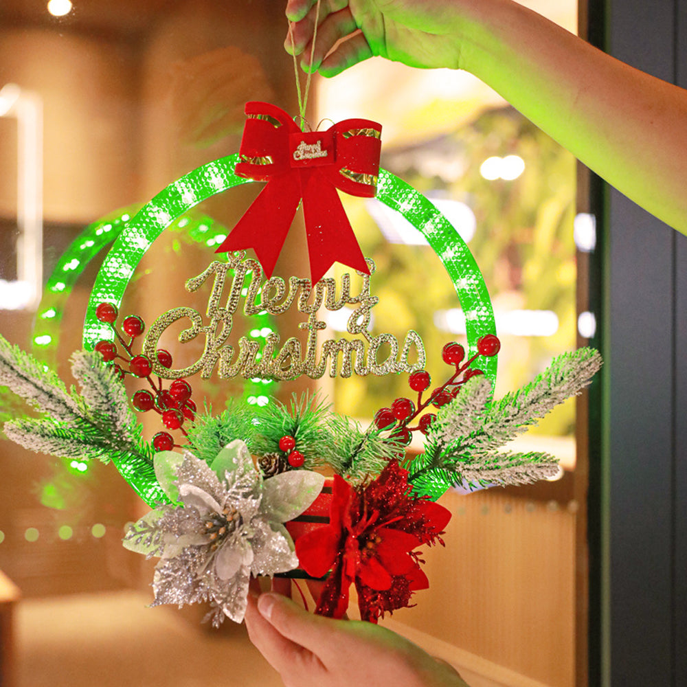 Christmas Wreath Light Dual Power Mode Hanging Christmas Garland Lights Xmas Decor