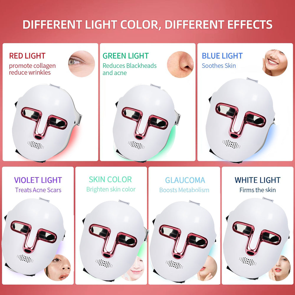 7 Color Led Light Therapy Facial Photon Light therapy Mask for Skin Care Treatment