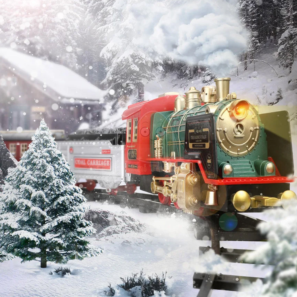 Electric Steam Train Set with Sound and Light