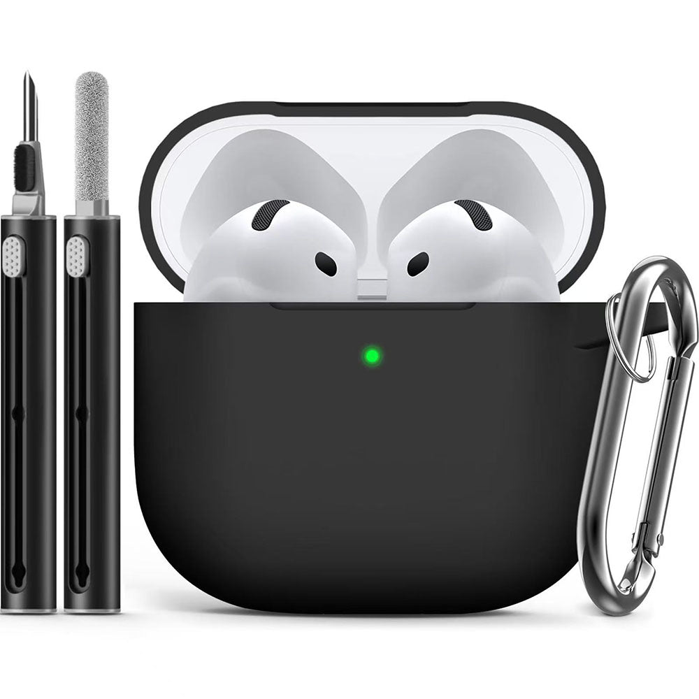 Compatible with Apple Airpods 4 Silicone Full Case Keychain and Cleaner Kit