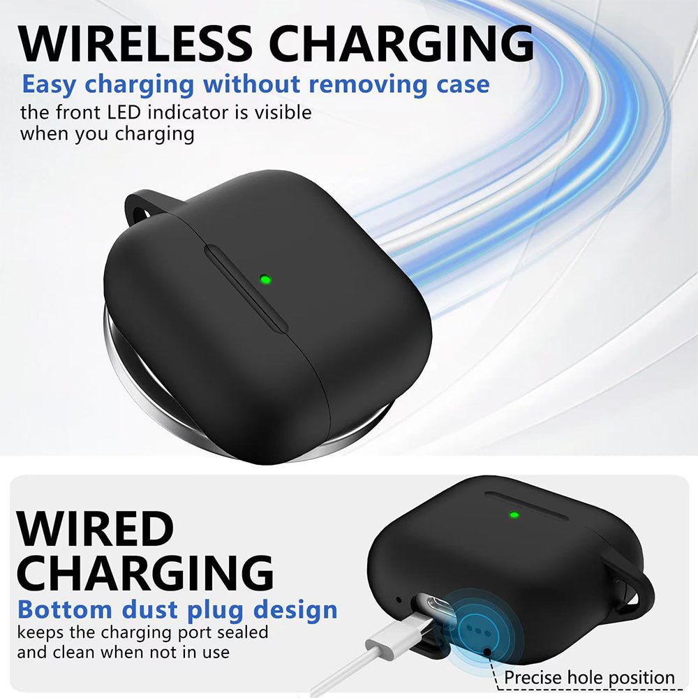 Compatible with Apple Airpods 4 Silicone Full Case Keychain and Cleaner Kit