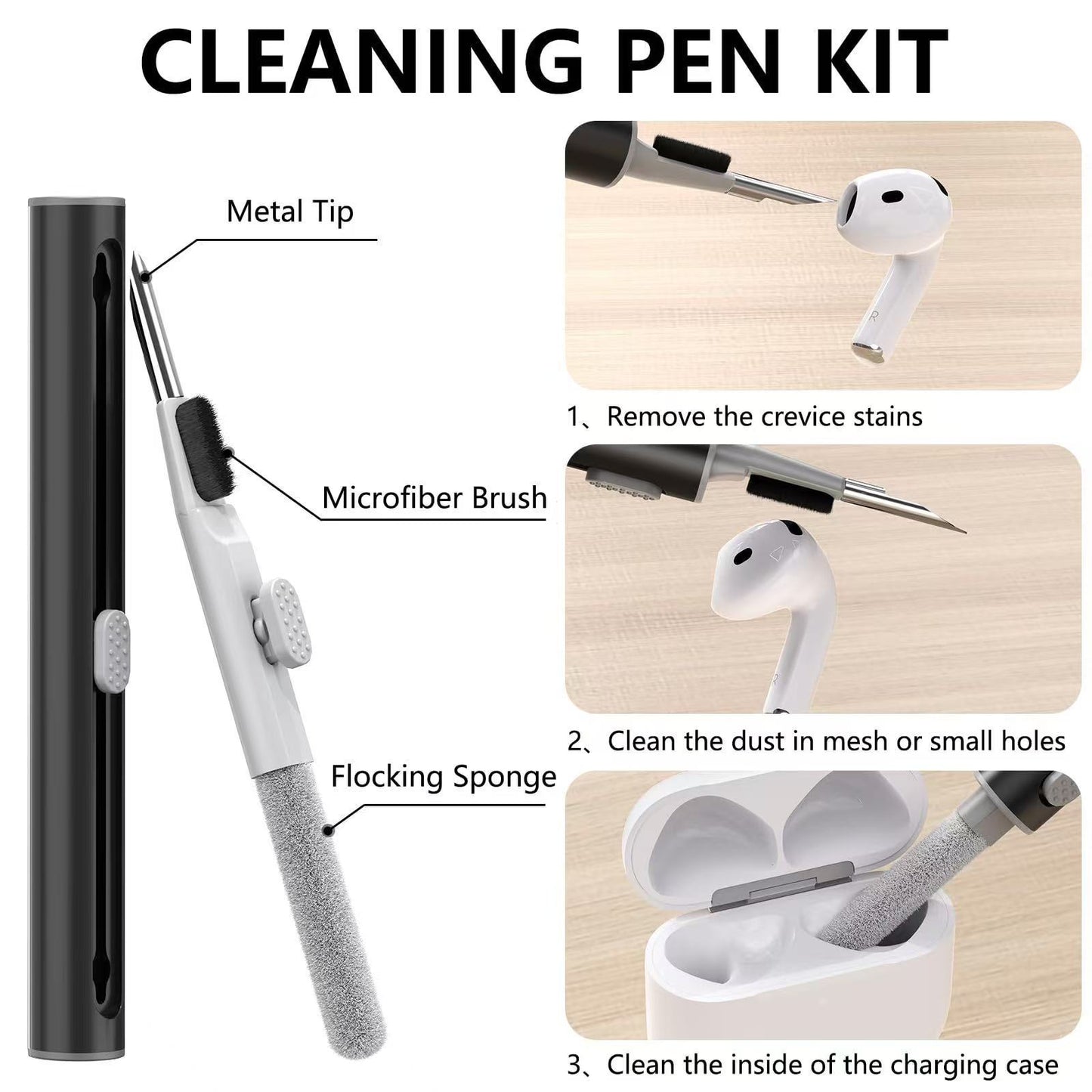 Compatible with Apple Airpods 4 Silicone Full Case Keychain and Cleaner Kit