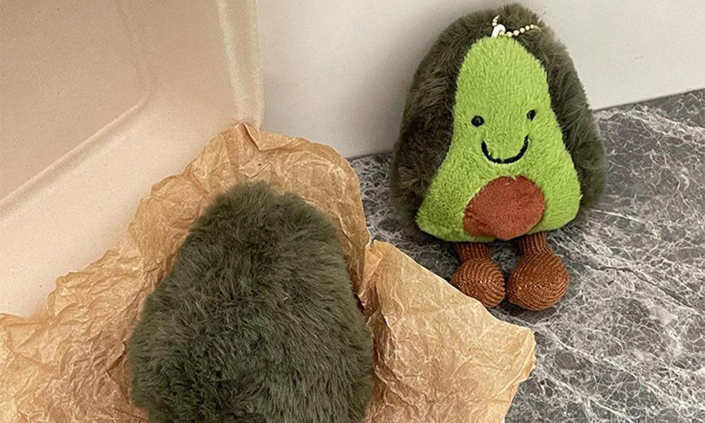 Emotional Support Toy with Expression and Plush Stuffed Vegetable and Fruit Keychain