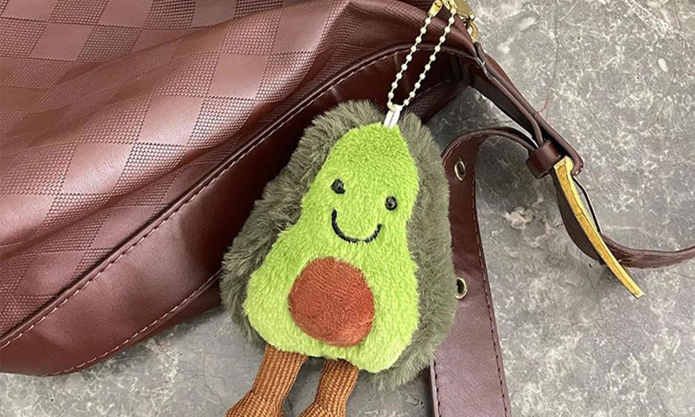 Emotional Support Toy with Expression and Plush Stuffed Vegetable and Fruit Keychain