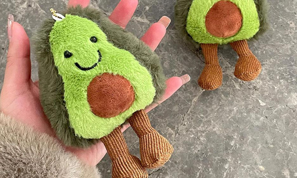 Emotional Support Toy with Expression and Plush Stuffed Vegetable and Fruit Keychain