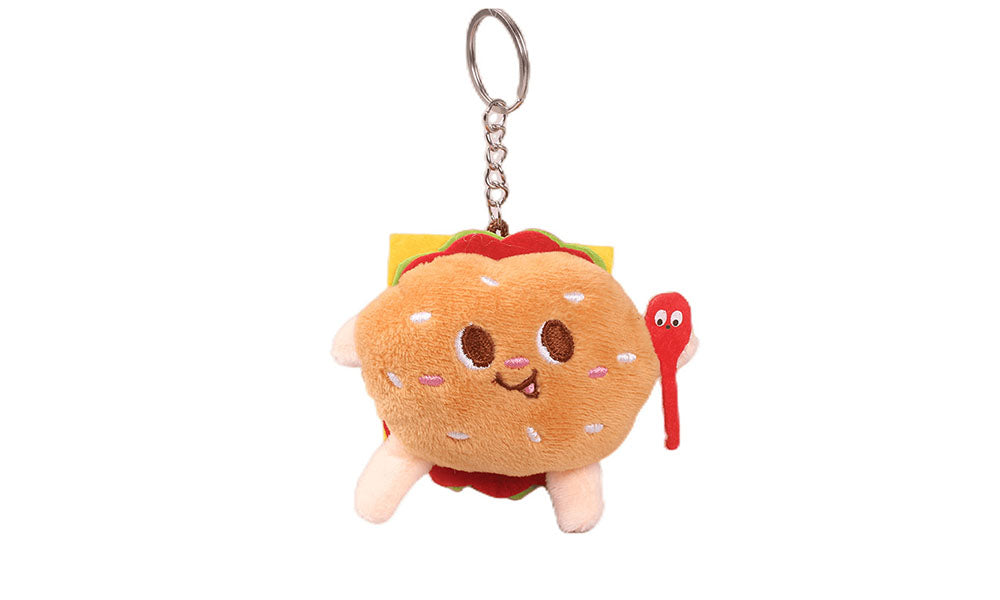 Emotional Support Toy with Expression and Plush Stuffed Fast Food Keychain
