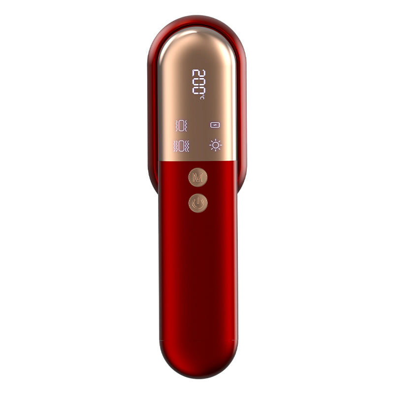 Wireless Hair Straightener Brush with Vibration Red Light