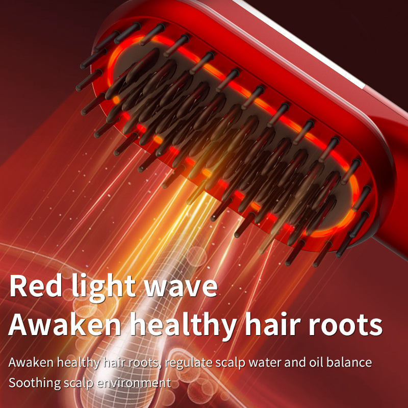 Wireless Hair Straightener Brush with Vibration Red Light