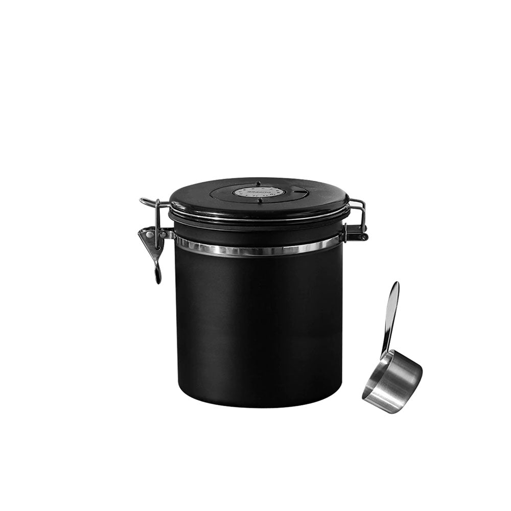 304 Stainless Steel Airtight Coffee Canister with Scoop-Black
