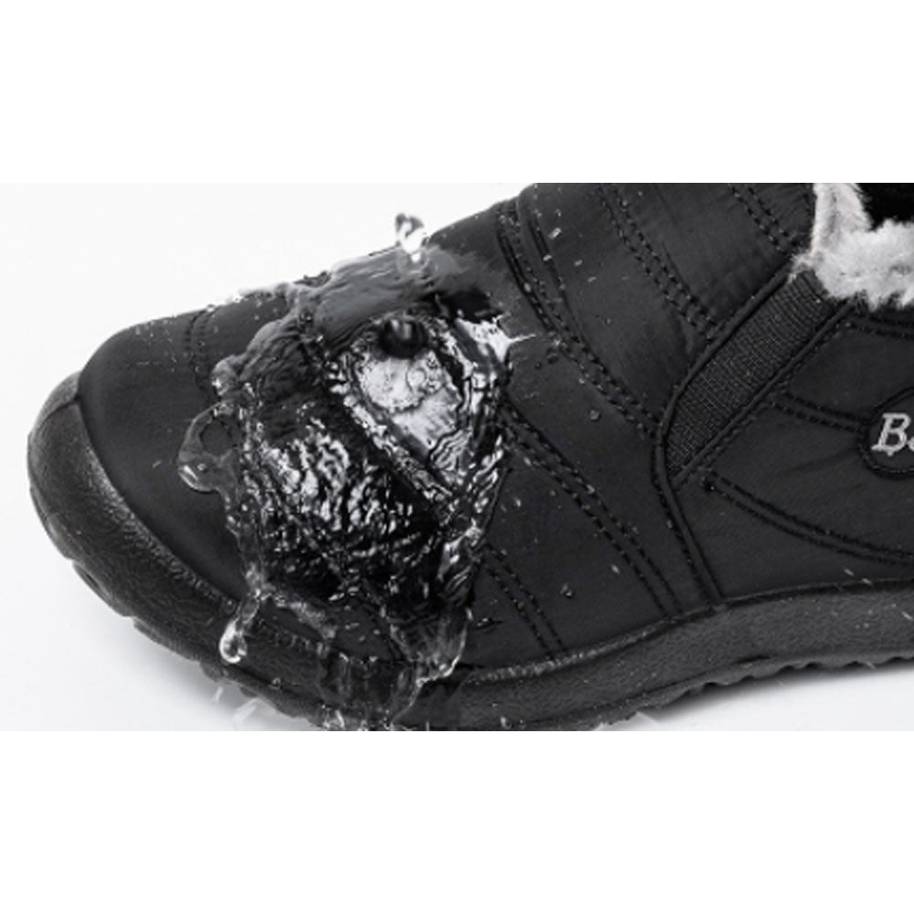 2Pairs Snow Boots Comfort Fur Lined Unisex Non-slip Shoes-Black and Red