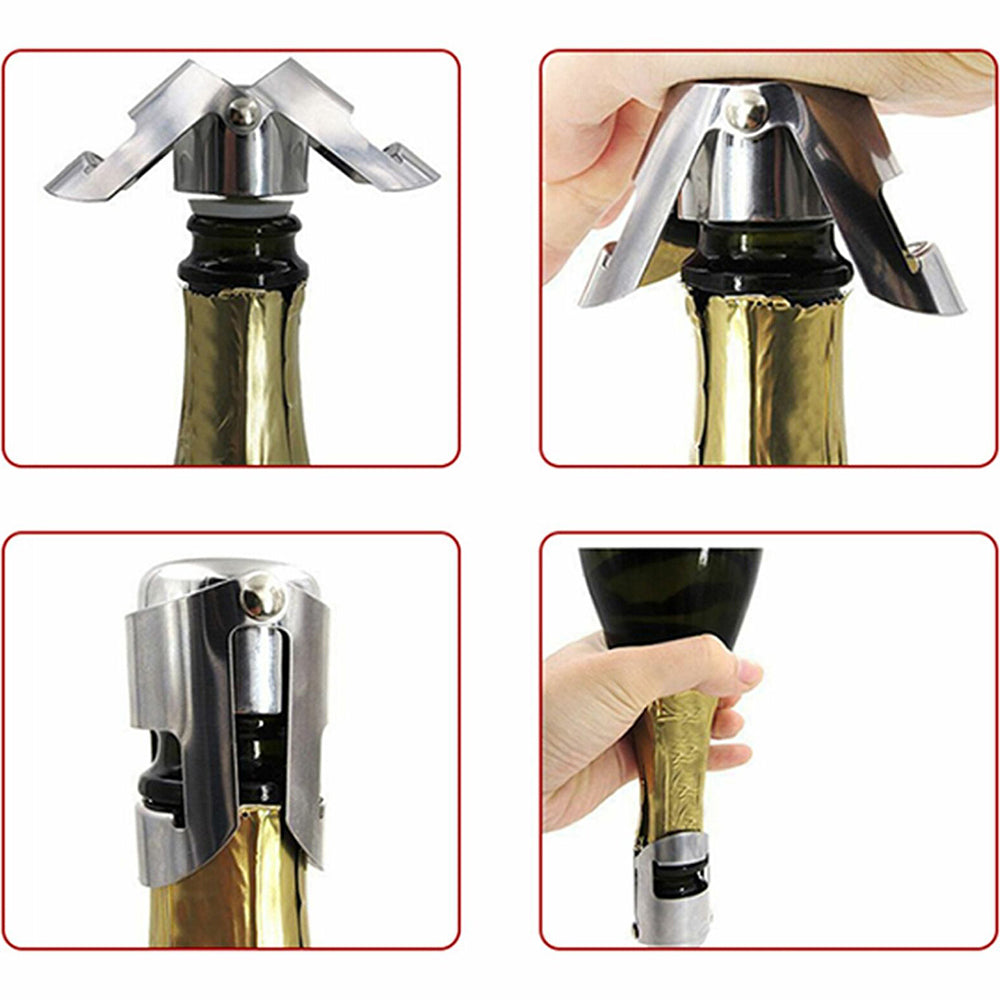 2-Pack Bottle Stoppers Stainless Steel Champagne Sealer Stopper