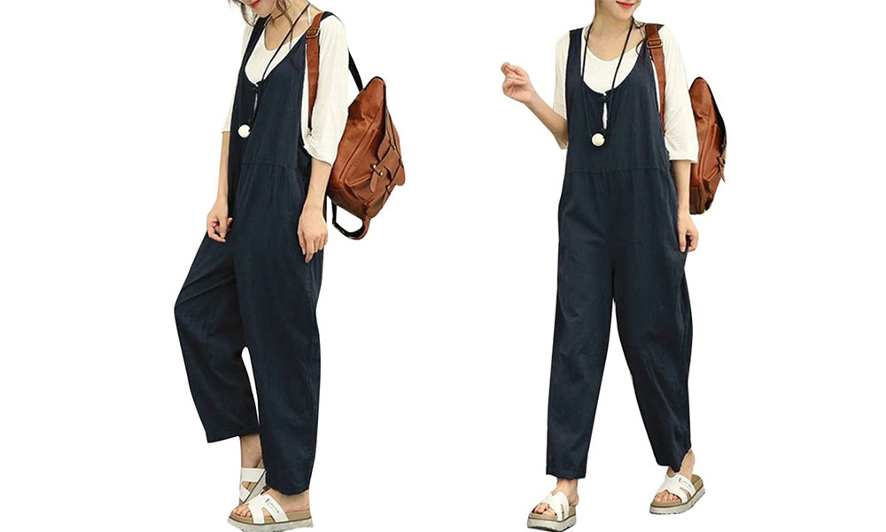 Women Cotton Slip in Relaxed Dungarees Overalls Jumpsuit