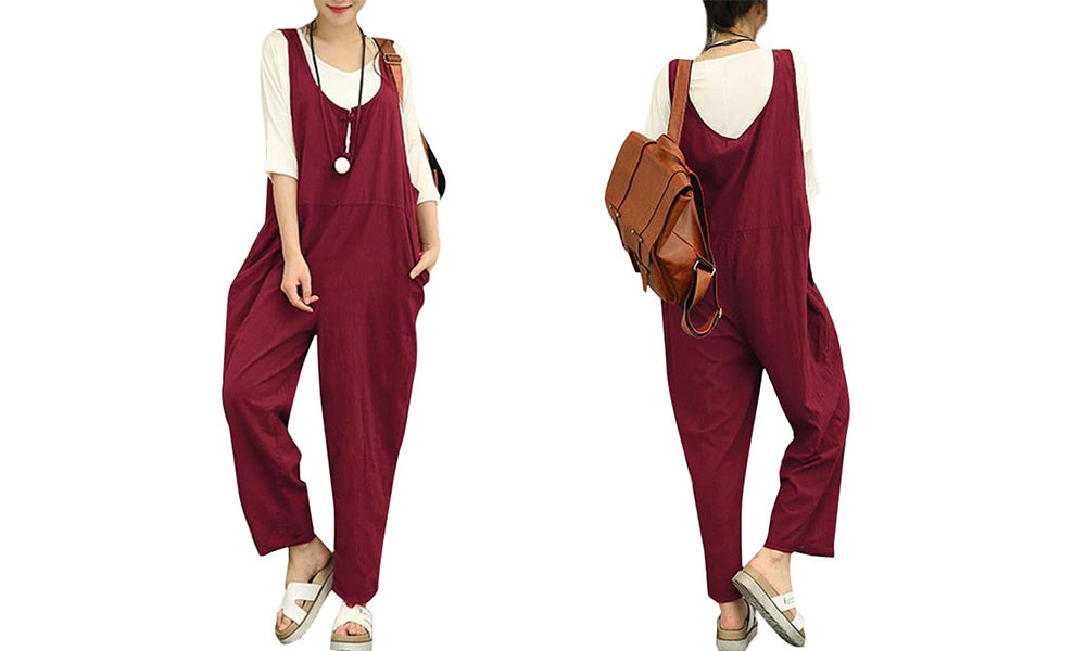 Women Cotton Slip in Relaxed Dungarees Overalls Jumpsuit
