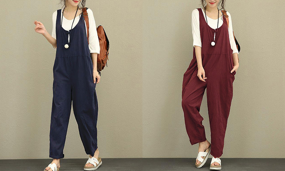 Women Cotton Slip in Relaxed Dungarees Overalls Jumpsuit