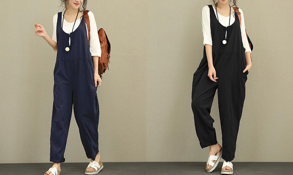Women Cotton Slip in Relaxed Dungarees Overalls Jumpsuit
