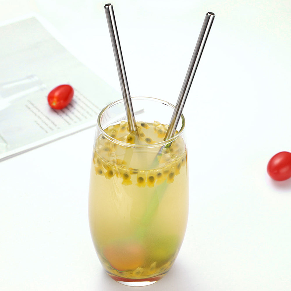 10 Pieces Stainless Steel Drinking Straws Reusable Filter Spoon-Rose Rough Style