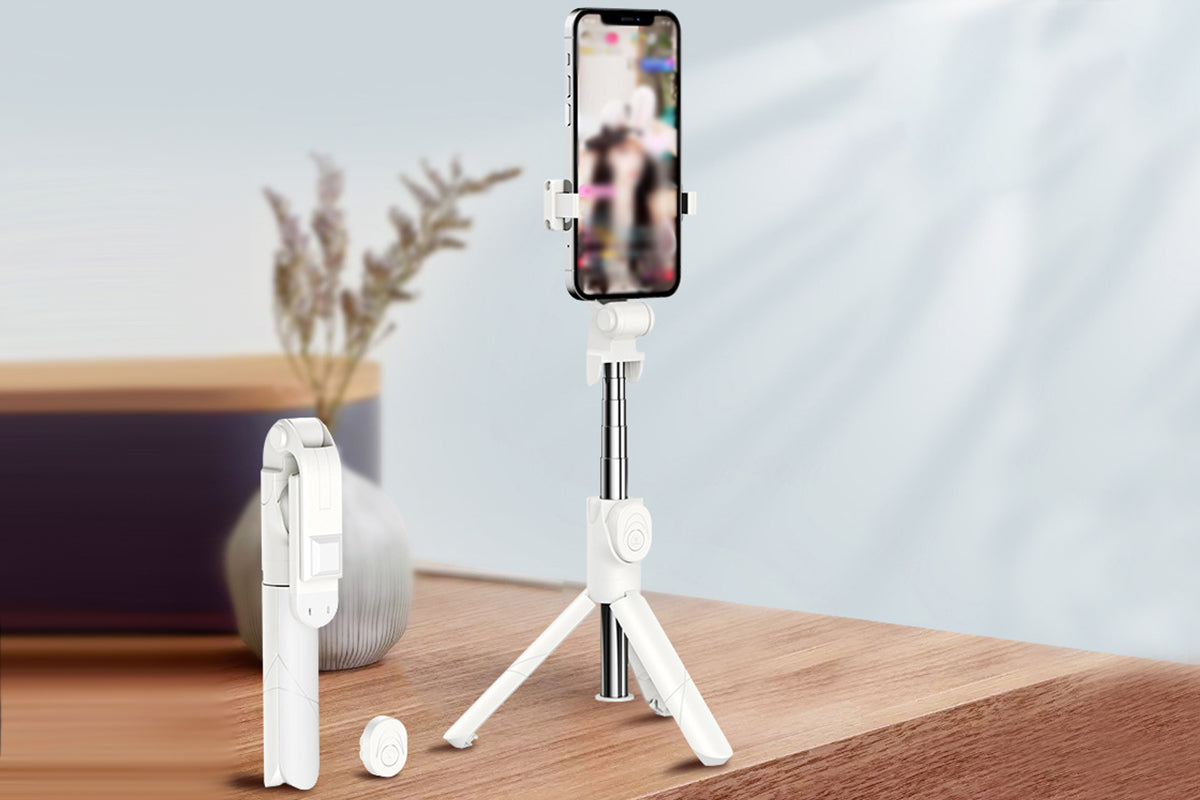 2Pcs Bluetooth Selfie Stick-Black and White