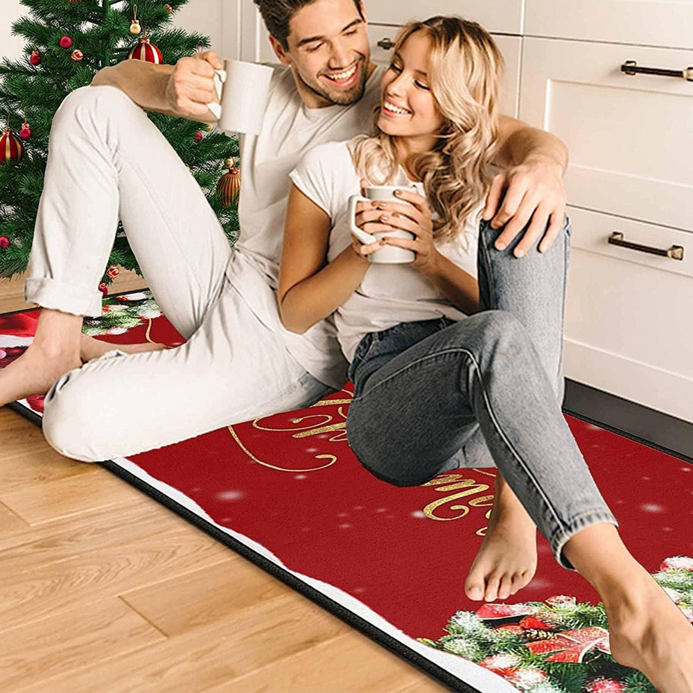 2Pcs 40X60+40X110CM Christmas Kitchen Washable Floor Mat-Merry Christmas
