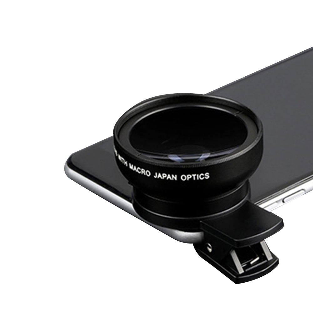 2Pcs 2 in1 Portable37mm 0.45X 49UV Wide Angle Macro Cell Phone Camera Lens Kit