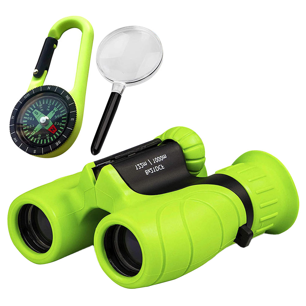 1 Set of 8X Magnification HD Kids Binoculars Compact Kids Toy with Compass and Magnifying Glass