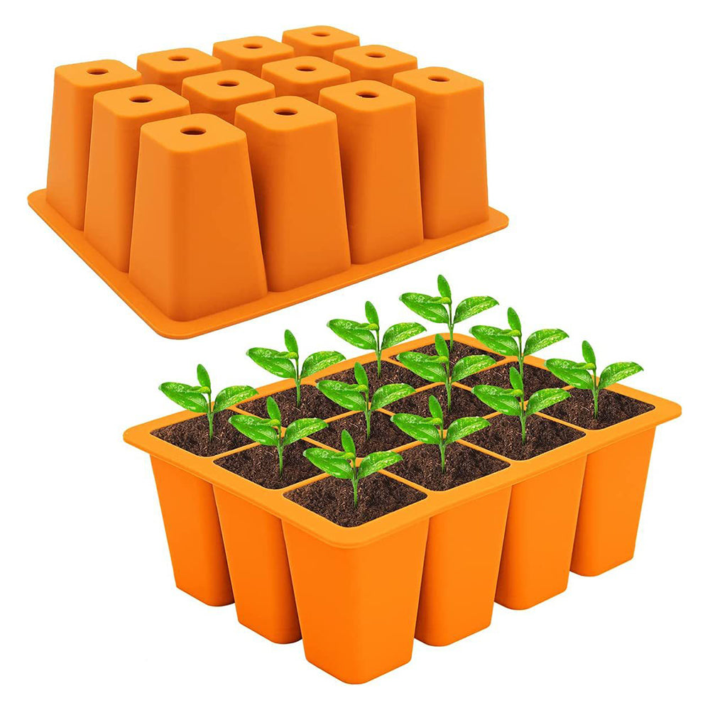 12-Cell Seedling Pots Tray Reusable Silicone Seedling Pot