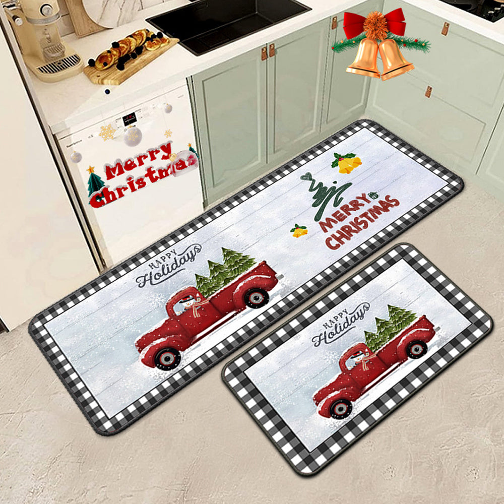 Set of 2 Pieces Christmas Kitchen Rugs Floor Mats