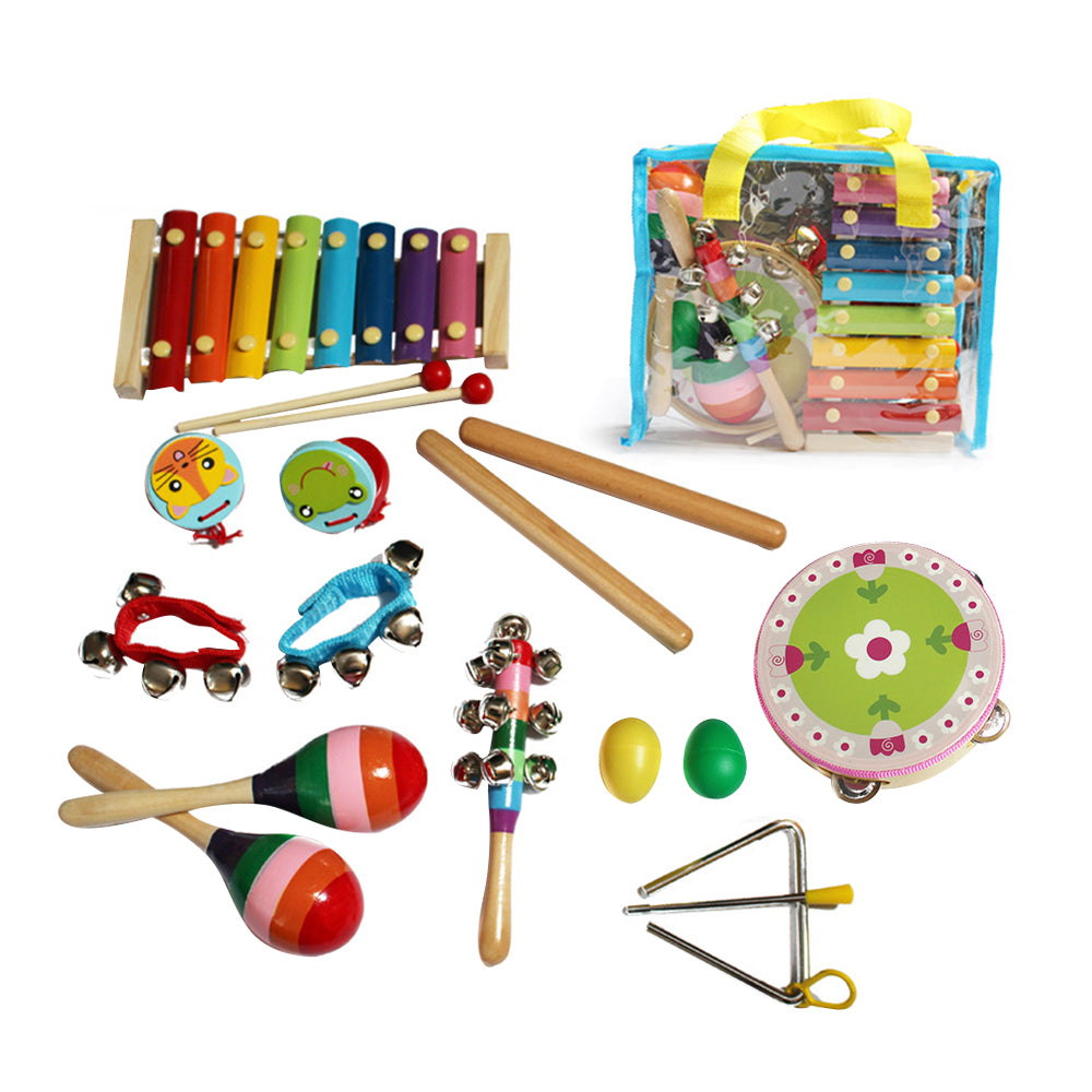 Kids Musical Instrument Set 14pcs Wooden Percussion Musical Toys Gifts for Boys Kids Kid