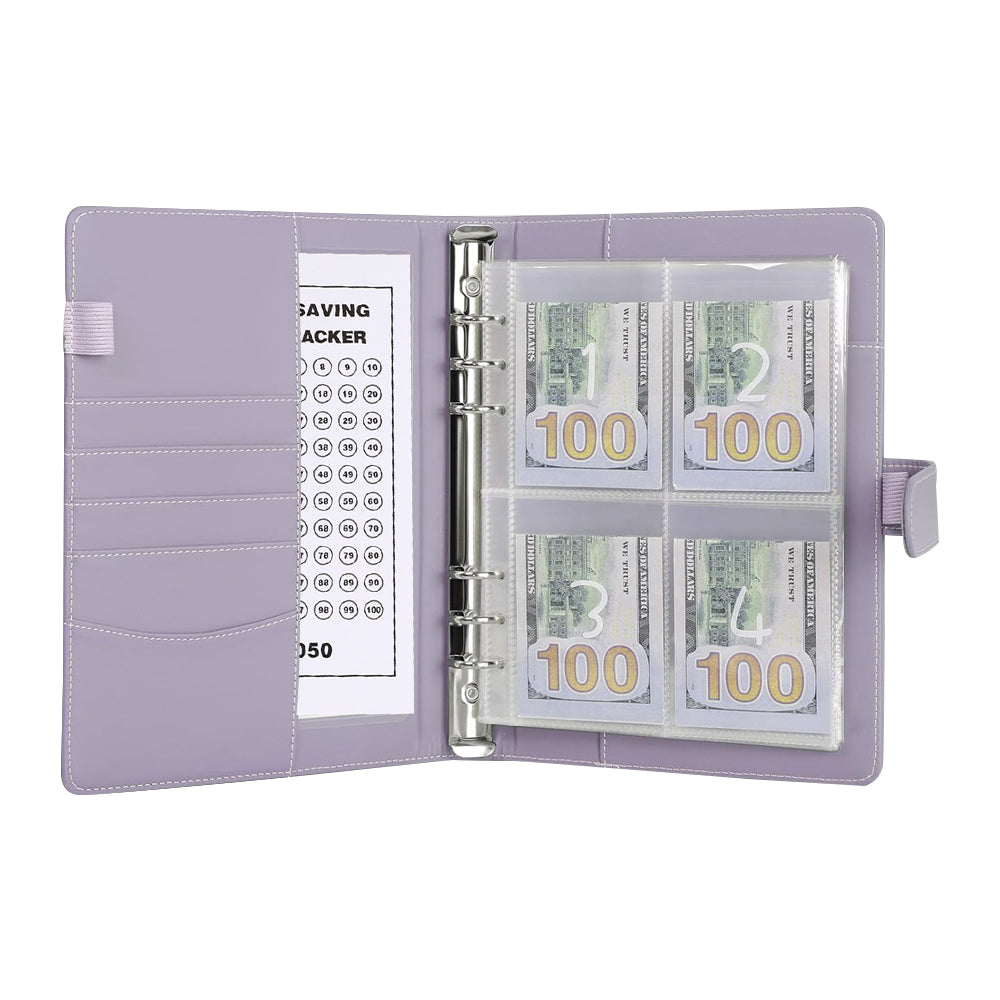 100 Envelope Challenge Binder Budget Planner Savings Book with 200 Card Slots