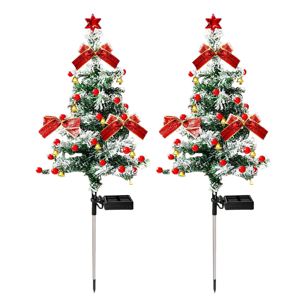 2Pcs Solar Christmas Tree Stake Lights