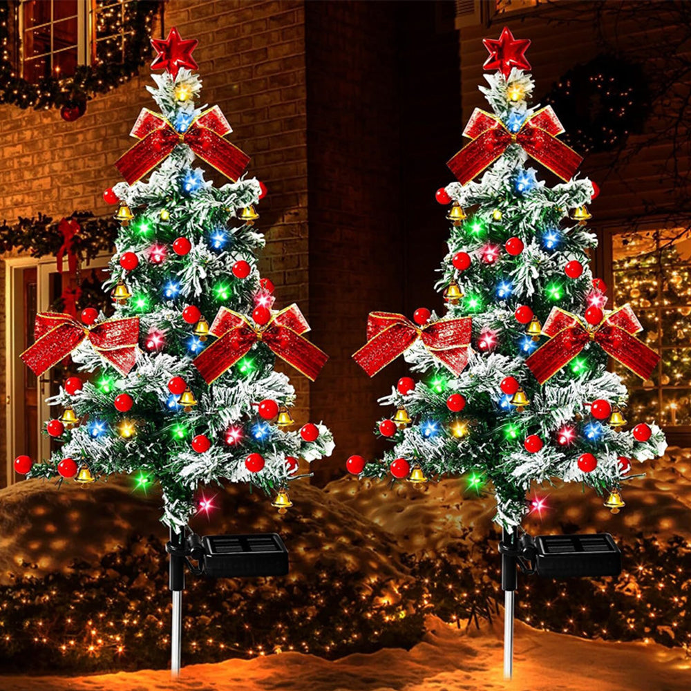 2Pcs Solar Christmas Tree Stake Lights