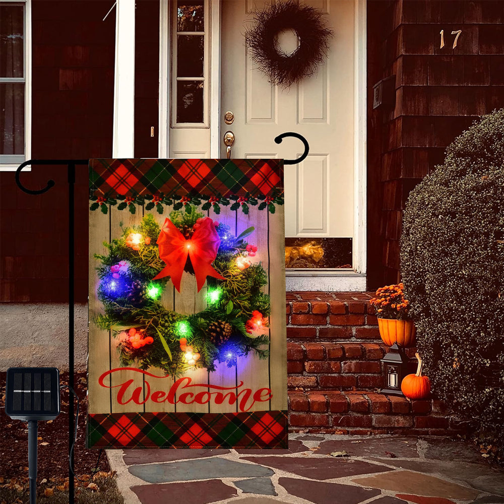 Solar Double Sided Garden Flag Lights-Wreath